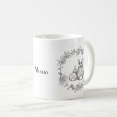 バニーラビットインクスケッチモノクロ名前をカスタムする コーヒーマグカップ (正面右)