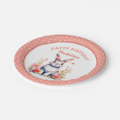 バニーラビットインフラワーズハッピーバースデーパーソナライズ ペーパープレート (アングル)