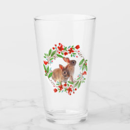 バニーラビットイースターと赤いポピーリース タンブラーグラス