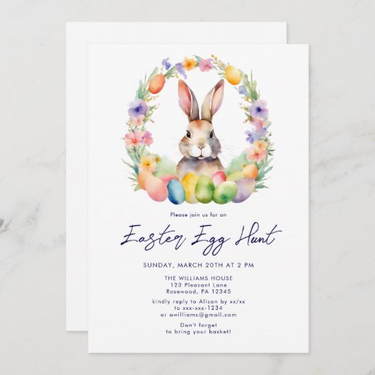 バニーラビットイースターエッグ狩り 招待状 (正面/裏面)