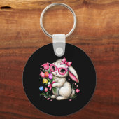 バニーラビットイースターチューリップ春の花フローラウォ キーホルダー (正面)