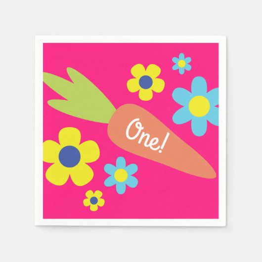 バニーラビットイースター春誕生日パーティー スタンダードカクテルナプキン (正面)