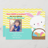 バニーラビットイースター誕生日写真招待状 招待状 (正面/裏面)