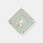 バニーラビットウォーターカラーセージ緑の赤ちゃんシャワー スタンダードカクテルナプキン (角)