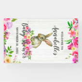 バニーラビットウォーターカラーフローラベビーシャワーへようこそ 横断幕 (横)