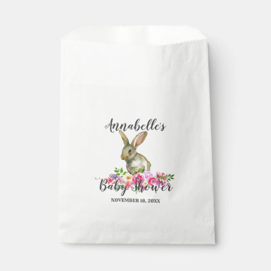 バニーラビットウォーターカラーフローラベビーシャワ感謝していーY フェイバーバッグ (正面)