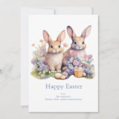 バニーラビットウォーターカラーフローラ卵の花イースター シーズンカード (正面)