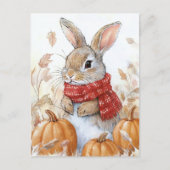 バニーラビットオータムンパンプキンイラストレーション ポストカード (正面)