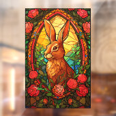 バニーラビットカラフルフローラフェイクステンドグラス ウィンドウサイン (シート2)