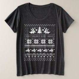 バニーラビットカワイルクリスマスセータースタイル プラスサイズTシャツ