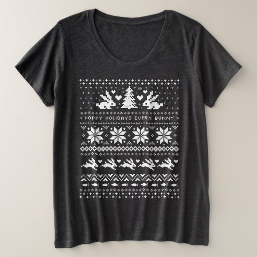 バニーラビットカワイルクリスマスセータースタイル プラスサイズTシャツ (デザイン正面)