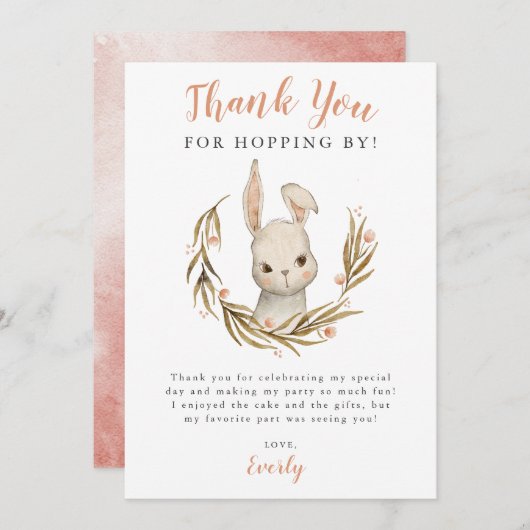バニーラビットガールバースデーパーティー サンキューカード (正面/裏面)