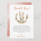 バニーラビットガールベビーシャワー サンキューカード (正面/裏面)