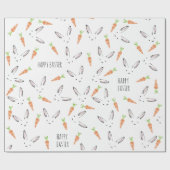 バニーラビットキャロットラージパターンハッピーイースター ラッピングペーパー (フラット)