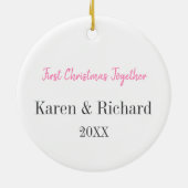 バニーラビットキュートなカップル初めてのクリスマスを一緒に セラミックオーナメント (裏面)