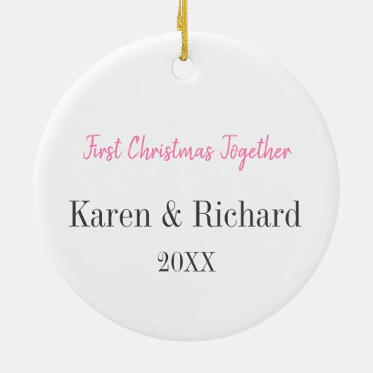 バニーラビットキュートなカップル初めてのクリスマスを一緒に セラミックオーナメント (裏面)