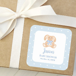 バニーラビットクラシック水玉模様ボーイベビーシャワー スクエアシール
