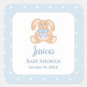 バニーラビットクラシック水玉模様ボーイベビーシャワー スクエアシール (正面)