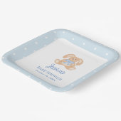 バニーラビットクラシック水玉模様ボーイベビーシャワー ペーパープレート (傾斜あり)