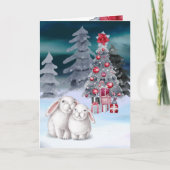 バニーラビットクリスマスツリーシーンカード カード (正面)