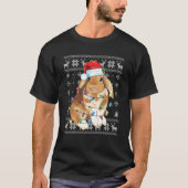 バニーラビットクリスマス醜いセーターおもしろいクリスマストレ Tシャツ (正面)