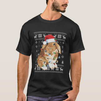 バニーラビットクリスマス醜いセーターおもしろいクリスマストレ Tシャツ