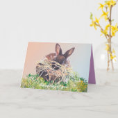 バニーラビットグリーティングカード誕生日、悔やみや弔慰 カード (黄色い花)