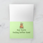 バニーラビットゲットウェル勇気付けられるハグ悔やみや弔慰 カード (内部)