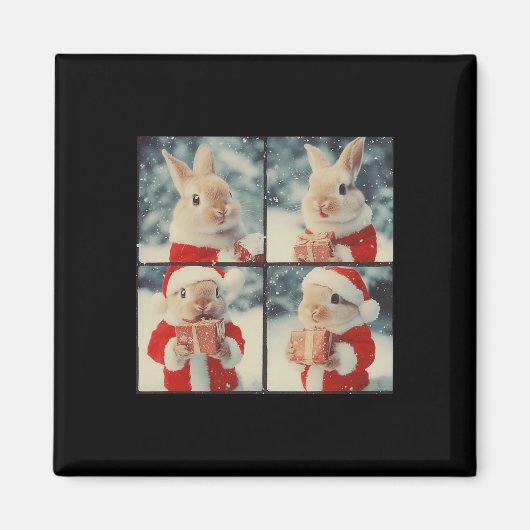 バニーラビットサンタ動物撮影クリスマスラ マグネット (正面)