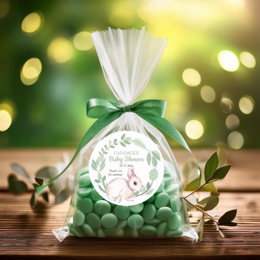 バニーラビットセージフローラリースベビーシャワー ラウンドシール