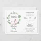 バニーラビットセージフローラリースボーイベビーシャワー 招待状 (正面)