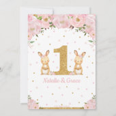 バニーラビットツインガールズ1st誕生日パーティーツインズ 招待状 (裏面)