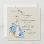 バニーラビットニュートラルベビーシャワー招待状 (正面)