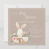 バニーラビットニュートラルベビーシャワー招待状 (正面)