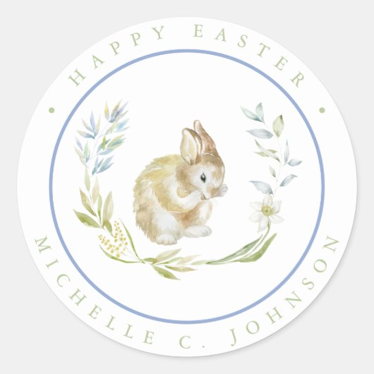 バニーラビットハッピーイースターソフトパステルカラー ラウンドシール (正面)