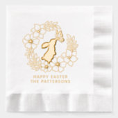バニーラビットバタフライフローラリースハッピーイースター 箔ナプキン (正面)