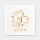 バニーラビットバタフライフローラリースハッピーイースター 箔ナプキン (正面)