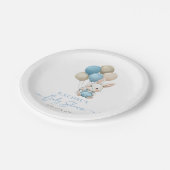 バニーラビットバルーンブルー男の赤ちゃんシャワー ペーパープレート (アングル)