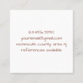 バニーラビットバレリナピンクベビーシッター スクエア名刺 (裏面)