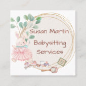 バニーラビットバレリナピンクベビーシッター スクエア名刺 (正面)