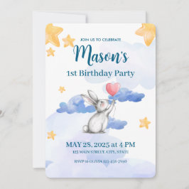 バニーラビットバースデーパーティー招待少年少女 招待状