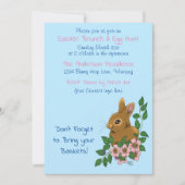 バニーラビットピンクの花イースター 招待状 (正面)