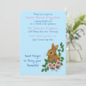 バニーラビットピンクの花イースター 招待状 (スタンド正面)