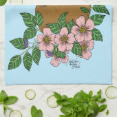 バニーラビットピンクの花 キッチンタオル (折り畳み)