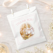 バニーラビットピンクの赤ちゃんシャワー フェイバーバッグ (クリップ留めされた状態)