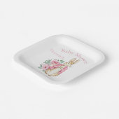 バニーラビットピンクの赤ちゃんシャワー ペーパープレート (傾斜あり)