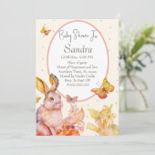 バニーラビットピンクの赤ちゃん女の子の赤ちゃんシャワーの招待 招待状 (スタンド正面)