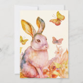 バニーラビットピンクの赤ちゃん女の子の赤ちゃんシャワーの招待 招待状 (裏面)