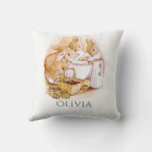 バニーラビットピンクパーソナライズされたク クッション (裏面)