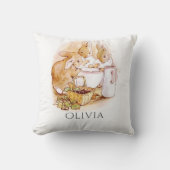 バニーラビットピンクパーソナライズされたク クッション (正面)